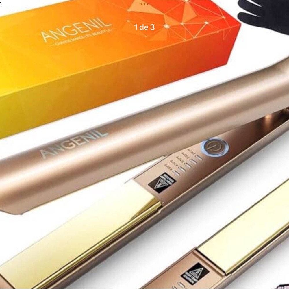 Angenil flat iron and curling iron.